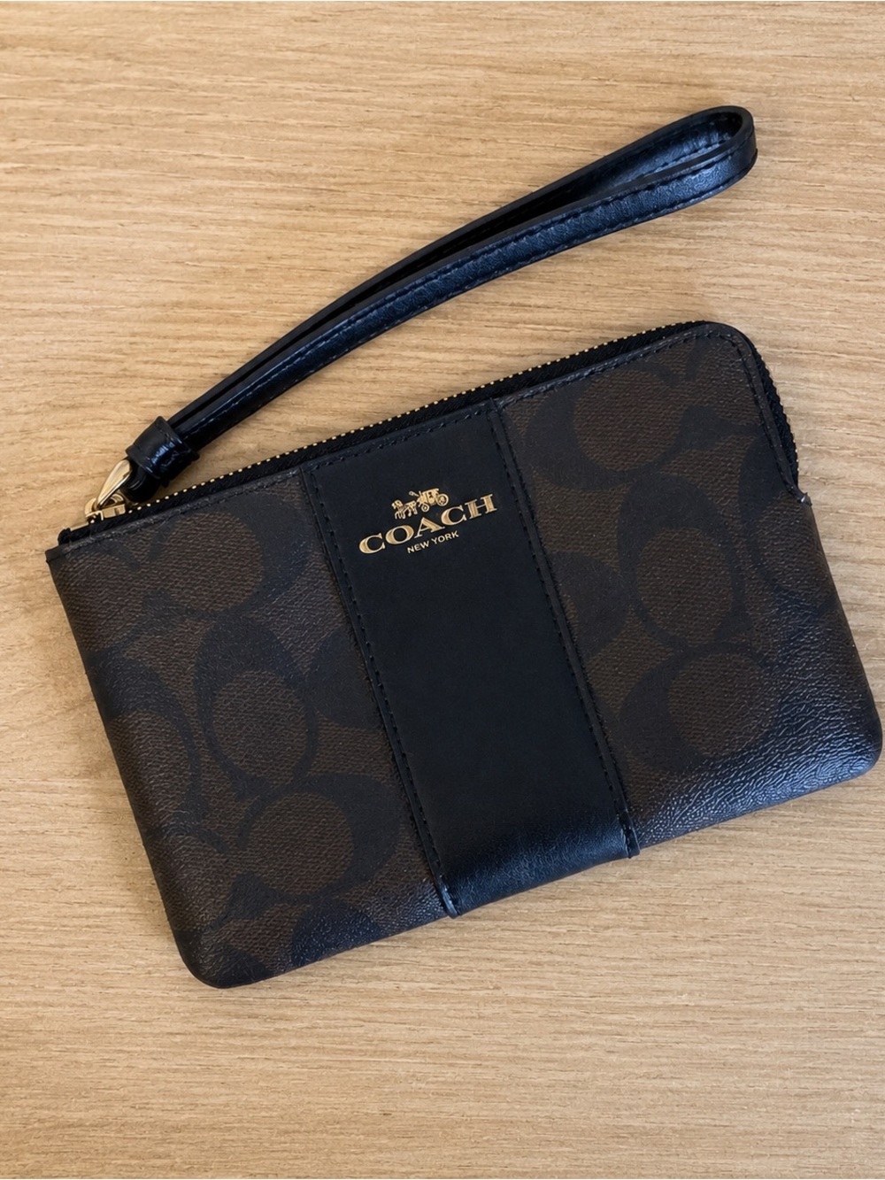 Coach Brown & Black Signature Wristlet
